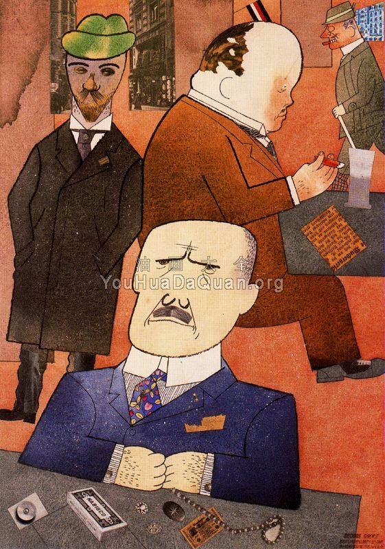 Brillandtenschieber im Cafe Kaiserhof - 乔治·格罗兹